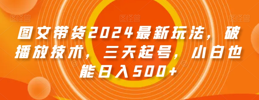 图文带货2024最新玩法,破播放技术,三天起号,小白也能日入500+【揭秘】插图 图文带货2024最新玩法,破播放技术,三天起号,小白也能日入500+【揭秘】