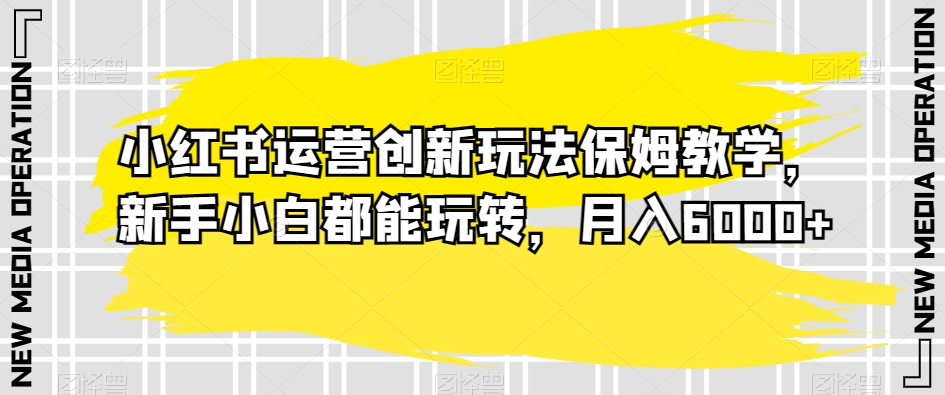 小红书运营创新玩法保姆教学,新手小白都能玩转,月入6000+【揭秘】插图 小红书运营创新玩法保姆教学,新手小白都能玩转,月入6000+【揭秘】
