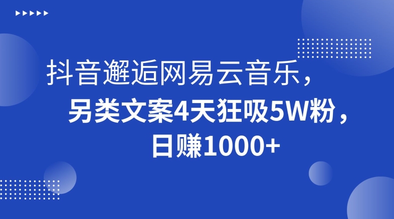 抖音邂逅网易云音乐,另类文案4天狂吸5W粉,日赚1000+【揭秘】插图 抖音邂逅网易云音乐,另类文案4天狂吸5W粉,日赚1000+【揭秘】