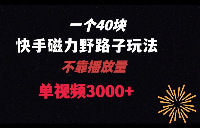 一个40块,快手联合美团磁力新玩法,无视机制野路子玩法,单视频收益4位数【揭秘】插图 一个40块,快手联合美团磁力新玩法,无视机制野路子玩法,单视频收益4位数【揭秘】