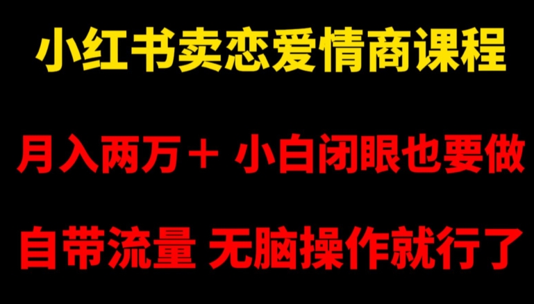小红书卖恋爱情商课程,月入两万+,小白闭眼也要做,自带流量,无脑操作就行了【揭秘】插图 小红书卖恋爱情商课程,月入两万+,小白闭眼也要做,自带流量,无脑操作就行了【揭秘】