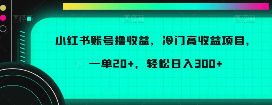 小红书账号撸收益,冷门高收益项目,一单20+,轻松日入300+【揭秘】插图 小红书账号撸收益,冷门高收益项目,一单20+,轻松日入300+【揭秘】