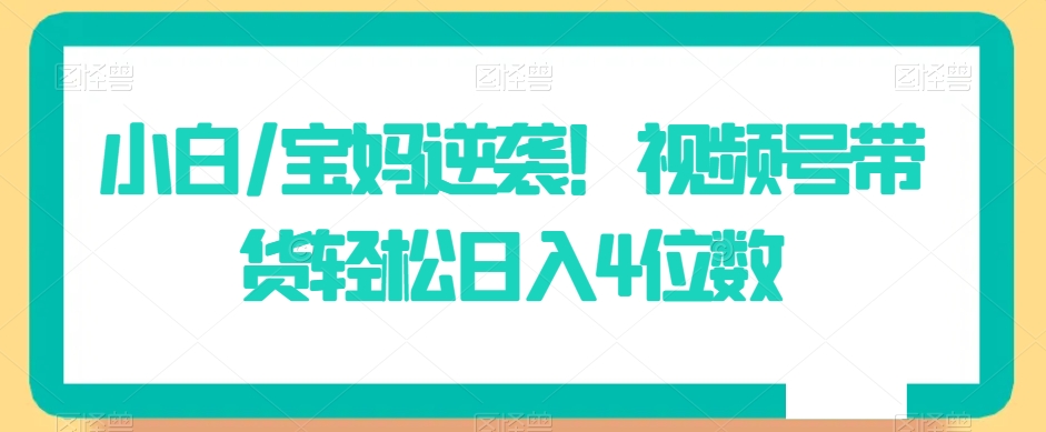 小白/宝妈逆袭!视频号带货轻松日入4位数【揭秘】插图 小白/宝妈逆袭!视频号带货轻松日入4位数【揭秘】