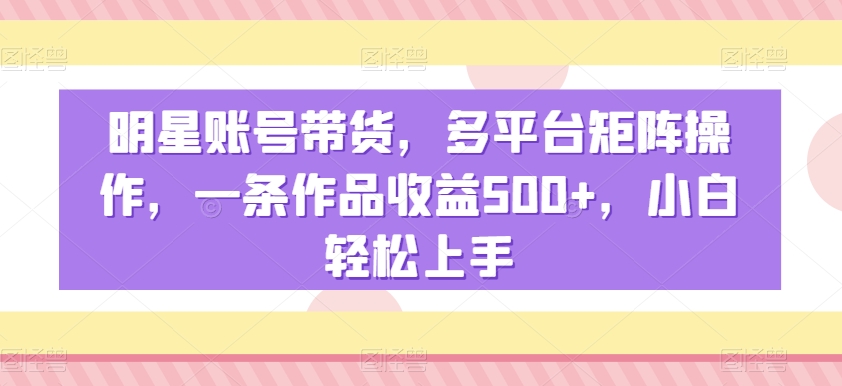 明星账号带货,多平台矩阵操作,一条作品收益500+,小白轻松上手【揭秘】插图 明星账号带货,多平台矩阵操作,一条作品收益500+,小白轻松上手【揭秘】