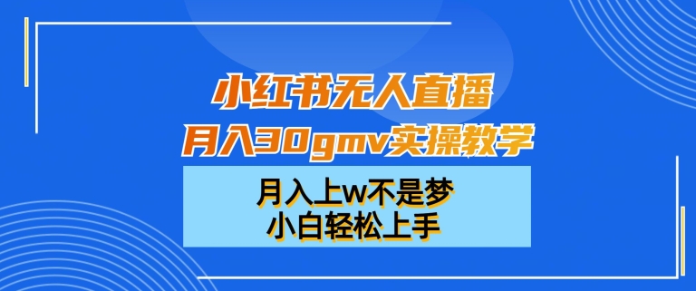 小红书无人直播月入30gmv实操教学,月入上w不是梦,小白轻松上手【揭秘】插图 小红书无人直播月入30gmv实操教学,月入上w不是梦,小白轻松上手【揭秘】