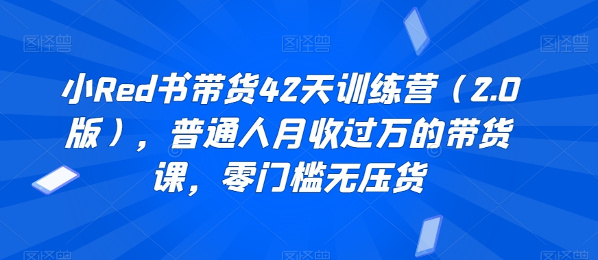 小Red书带货42天训练营(2.0版),普通人月收过万的带货课,零门槛无压货插图 小Red书带货42天训练营(2.0版),普通人月收过万的带货课,零门槛无压货