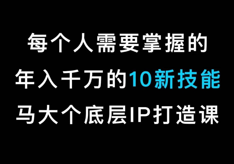 马大个的IP底层逻辑课,每个人需要掌握的年入千万的10新技能,约会底层IP打造方法!插图 马大个的IP底层逻辑课,每个人需要掌握的年入千万的10新技能,约会底层IP打造方法!
