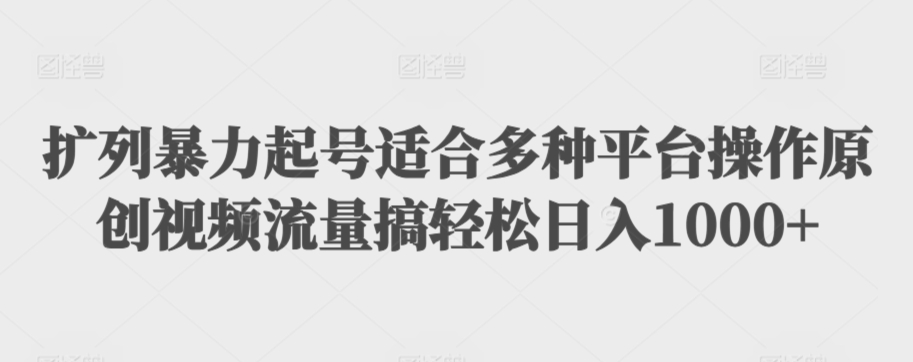 扩列暴力起号适合多种平台操作原创视频流量搞轻松日入1000+【揭秘】插图 扩列暴力起号适合多种平台操作原创视频流量搞轻松日入1000+【揭秘】