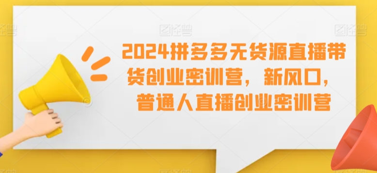 2024拼多多无货源直播带货创业密训营,新风口,普通人直播创业密训营插图 2024拼多多无货源直播带货创业密训营,新风口,普通人直播创业密训营