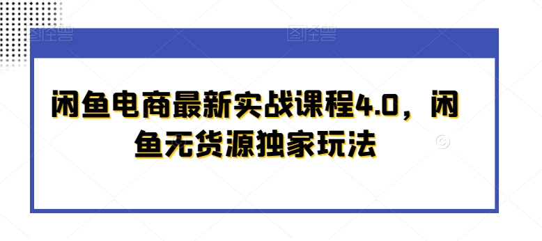 闲鱼电商最新实战课程4.0,闲鱼无货源独家玩法插图 闲鱼电商最新实战课程4.0,闲鱼无货源独家玩法