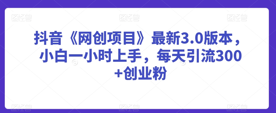 抖音《网创项目》最新3.0版本,小白一小时上手,每天引流300+创业粉【揭秘】插图 抖音《网创项目》最新3.0版本,小白一小时上手,每天引流300+创业粉【揭秘】