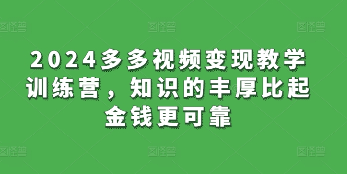 2024多多视频变现教学训练营,知识的丰厚比起金钱更可靠插图 2024多多视频变现教学训练营,知识的丰厚比起金钱更可靠