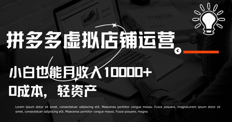 拼多多虚拟店铺运营小白也能月收入10000+【揭秘】插图 拼多多虚拟店铺运营小白也能月收入10000+【揭秘】
