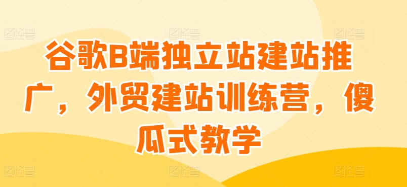 谷歌B端独立站建站推广,外贸建站训练营,傻瓜式教学插图 谷歌B端独立站建站推广,外贸建站训练营,傻瓜式教学