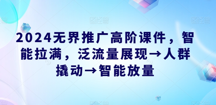 2024无界推广高阶课件,智能拉满,泛流量展现→人群撬动→智能放量插图 2024无界推广高阶课件,智能拉满,泛流量展现→人群撬动→智能放量