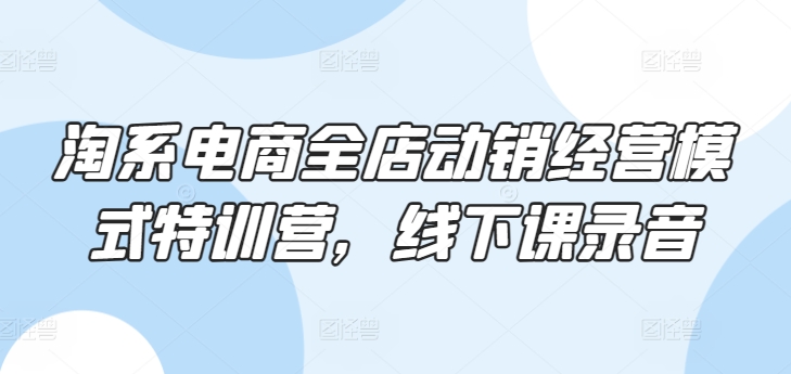 淘系电商全店动销经营模式特训营,线下课录音插图 淘系电商全店动销经营模式特训营,线下课录音