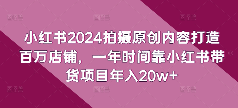 小红书2024拍摄原创内容打造百万店铺,一年时间靠小红书带货项目年入20w+插图 小红书2024拍摄原创内容打造百万店铺,一年时间靠小红书带货项目年入20w+