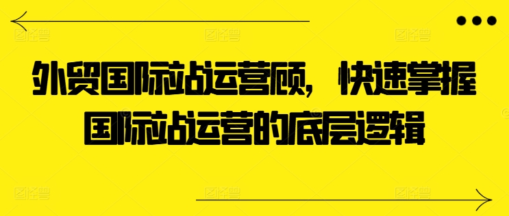 外贸国际站运营顾问,快速掌握国际站运营的底层逻辑插图 外贸国际站运营顾问,快速掌握国际站运营的底层逻辑