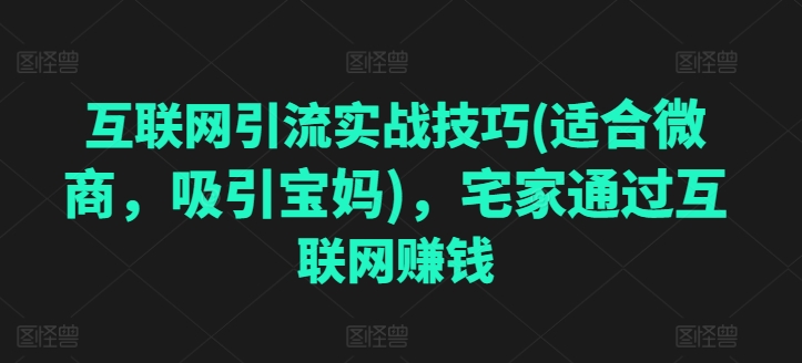 互联网引流实战技巧(适合微商,吸引宝妈),宅家通过互联网赚钱插图 互联网引流实战技巧(适合微商,吸引宝妈),宅家通过互联网赚钱