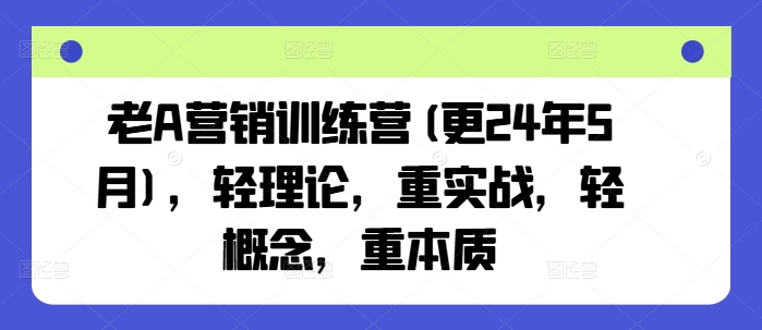 老A营销训练营(更24年6月),轻理论,重实战,轻概念,重本质插图 老A营销训练营(更24年6月),轻理论,重实战,轻概念,重本质