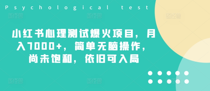 小红书心理测试爆火项目,月入7000+,简单无脑操作,尚未饱和,依旧可入局插图 小红书心理测试爆火项目,月入7000+,简单无脑操作,尚未饱和,依旧可入局