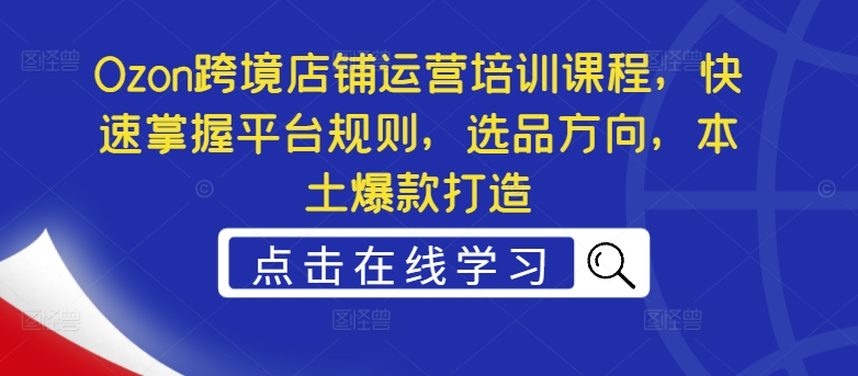 Ozon跨境店铺运营培训课程,快速掌握平台规则,选品方向,本土爆款打造插图 Ozon跨境店铺运营培训课程,快速掌握平台规则,选品方向,本土爆款打造