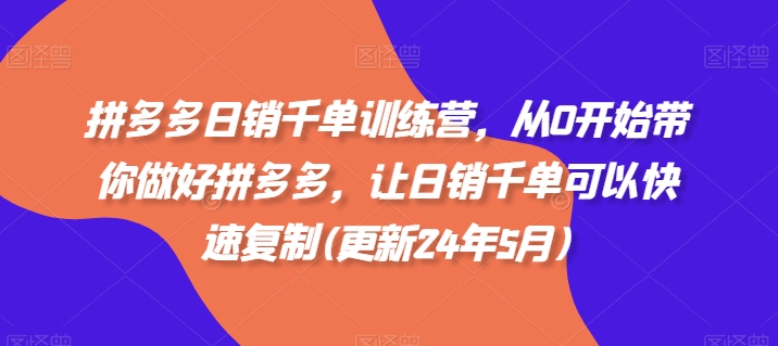 拼多多日销千单训练营,从0开始带你做好拼多多,让日销千单可以快速复制(更新24年8月)插图 拼多多日销千单训练营,从0开始带你做好拼多多,让日销千单可以快速复制(更新24年8月)